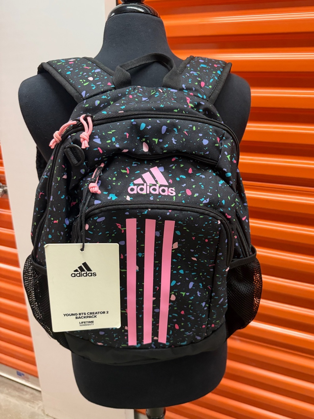 NWT Adidas Kids Young Creator 2  Black Backpack with Pink Accents and Multicolor